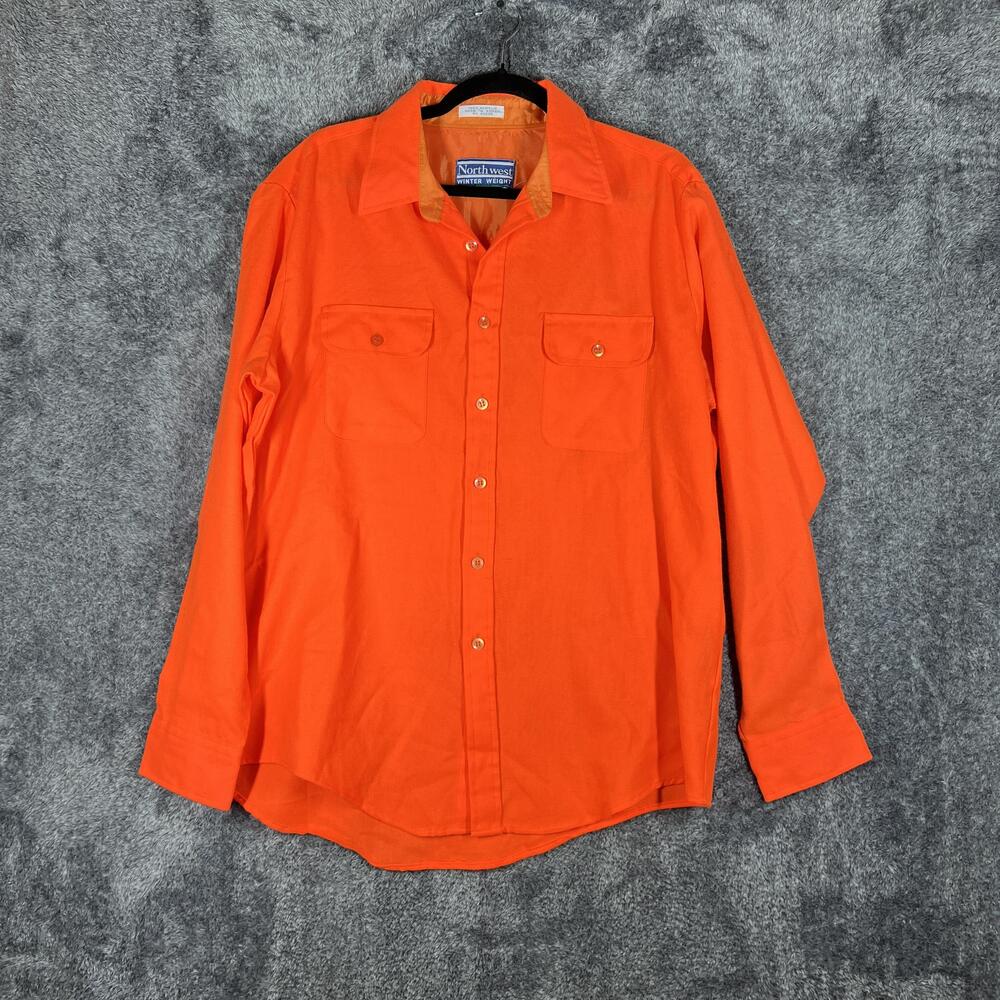 Northwest Shirt Mens XL Orange Long Sleeve Button Up Heavyweight Lined Acrylic